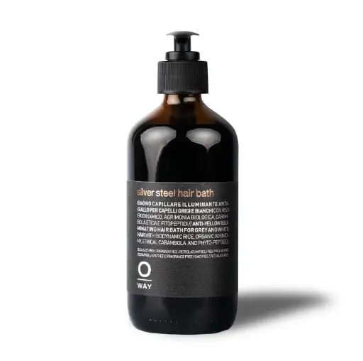 Oway Silver Steel Hair Bath – Shampoing anti-jaune cheveux gris